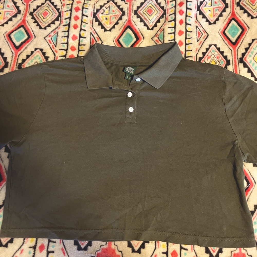 Green polo cropped top